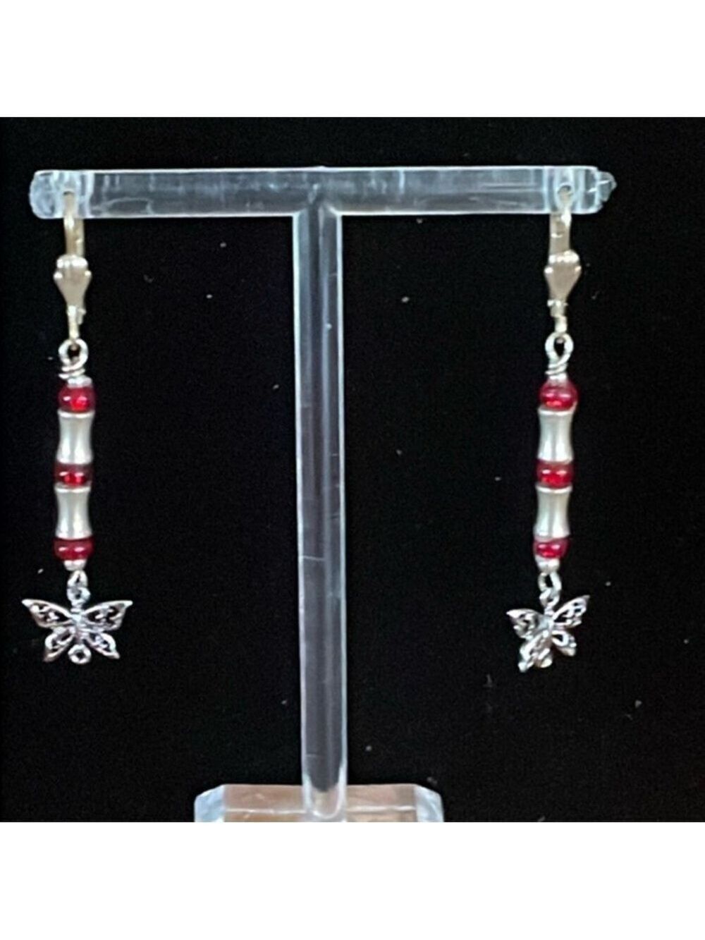 Made by Hand silver tone Butterfly earrings